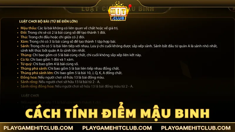 Cách tính điểm thưởng trong một ván bài Mậu Binh