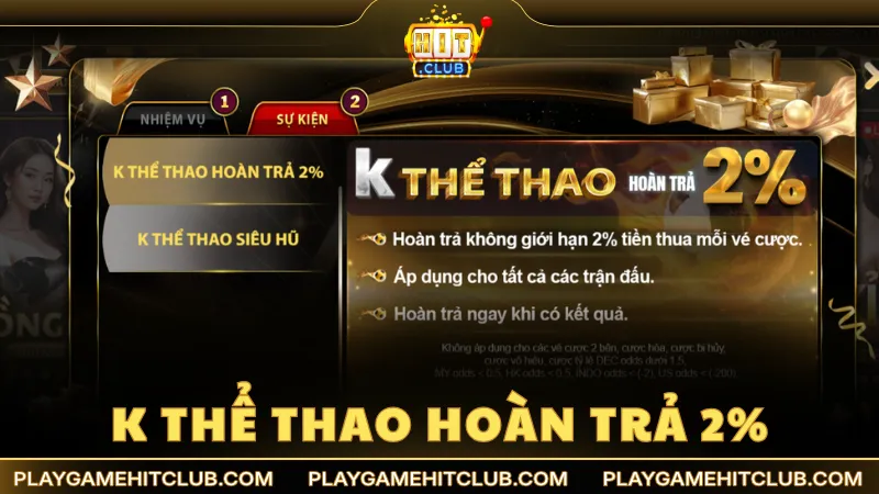 K Thể Thao hoàn trả cực khủng cho thành viên lên đến 2%