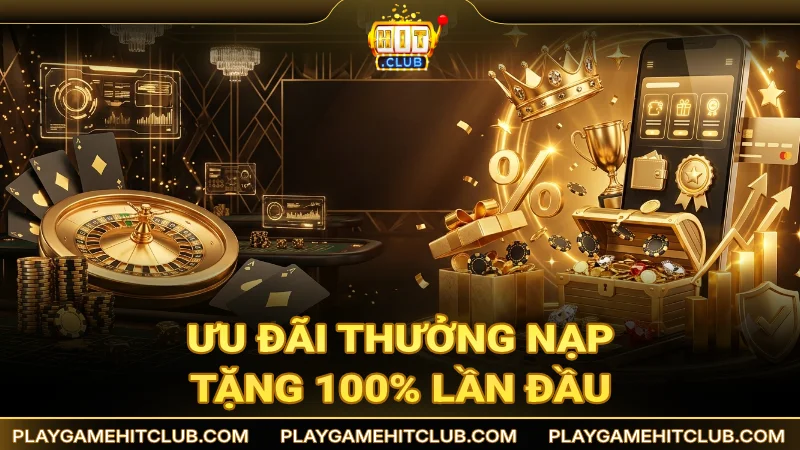 Ưu đãi thưởng nạp tặng 100% lần đầu trên HitClub